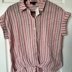NWT Sanctuary linen blouse with tie front - M